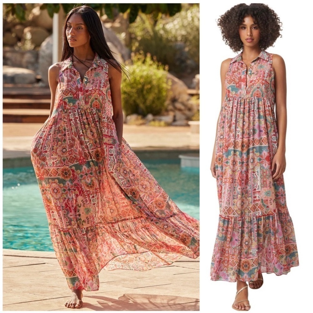 Misa sleeveless Shirt Dress, Palazzo Tile